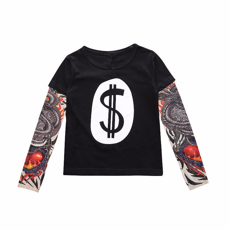 Tattoo Long Sleeve Stitching T-shirt