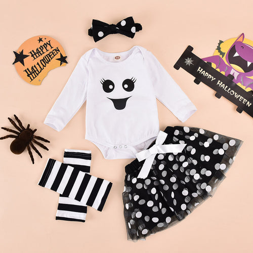 Halloween Ghost Black & White Mesh Skirt 3pc Set
