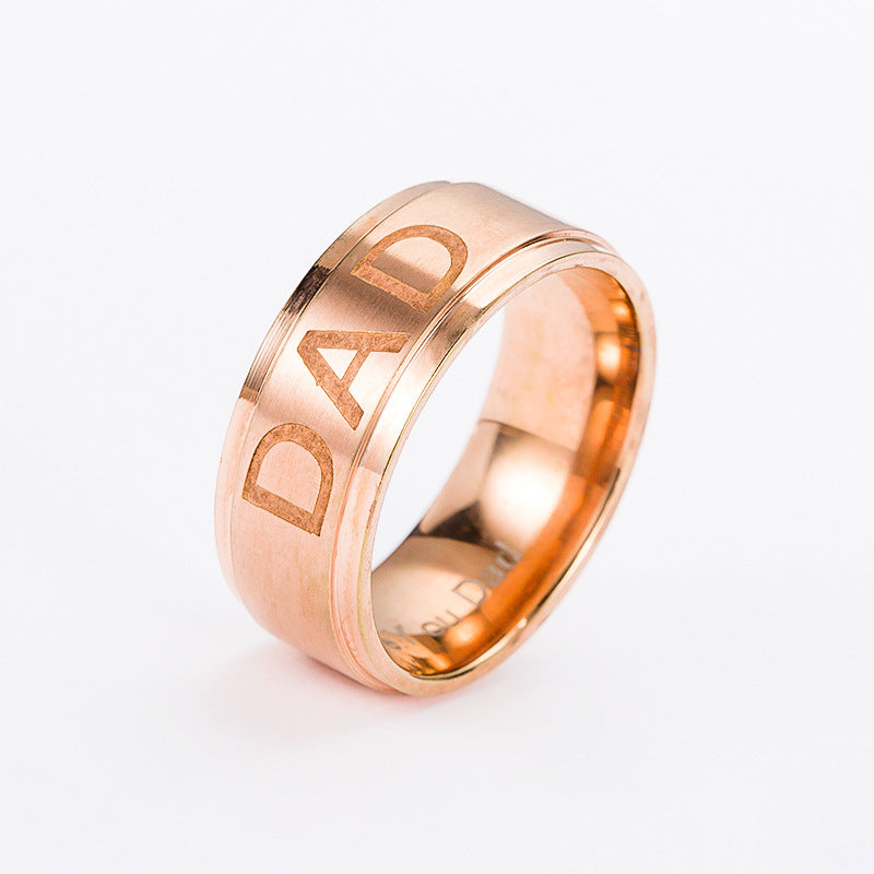 Monogram Titanium Steel Men's Ring, Gift For Dad
