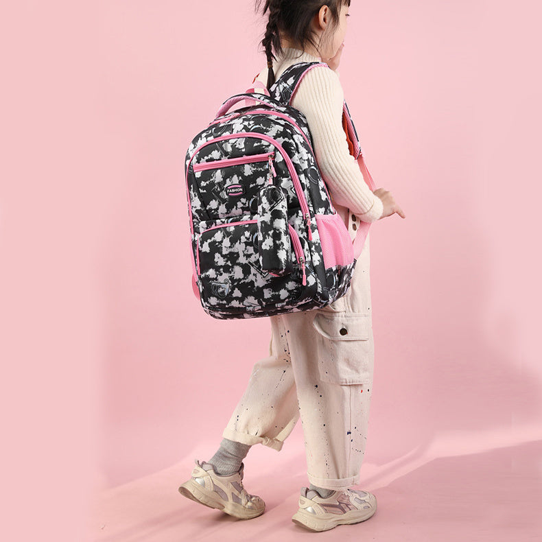 New Letter Print Backpack With Pencil Case, Primary School Students Schoolbag For Girls