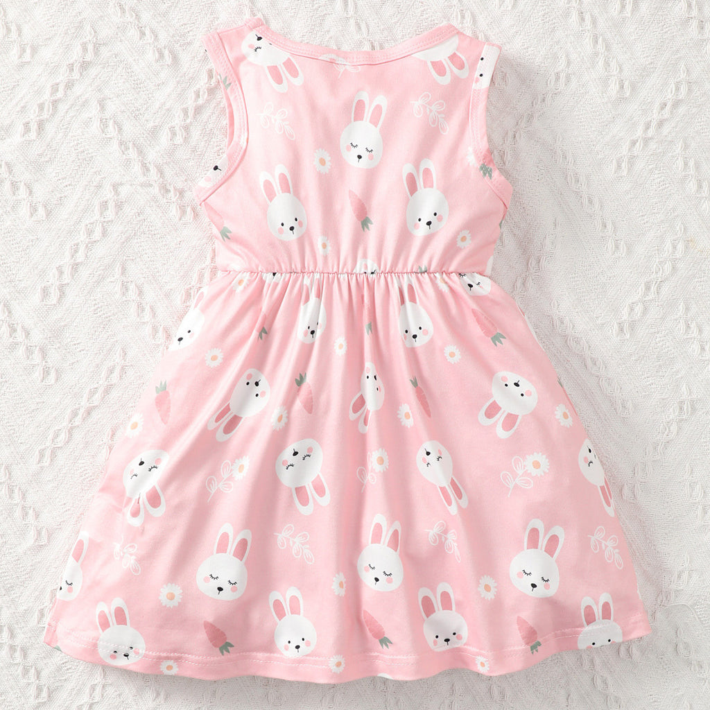 Cute Rabbit Print Girl Dress