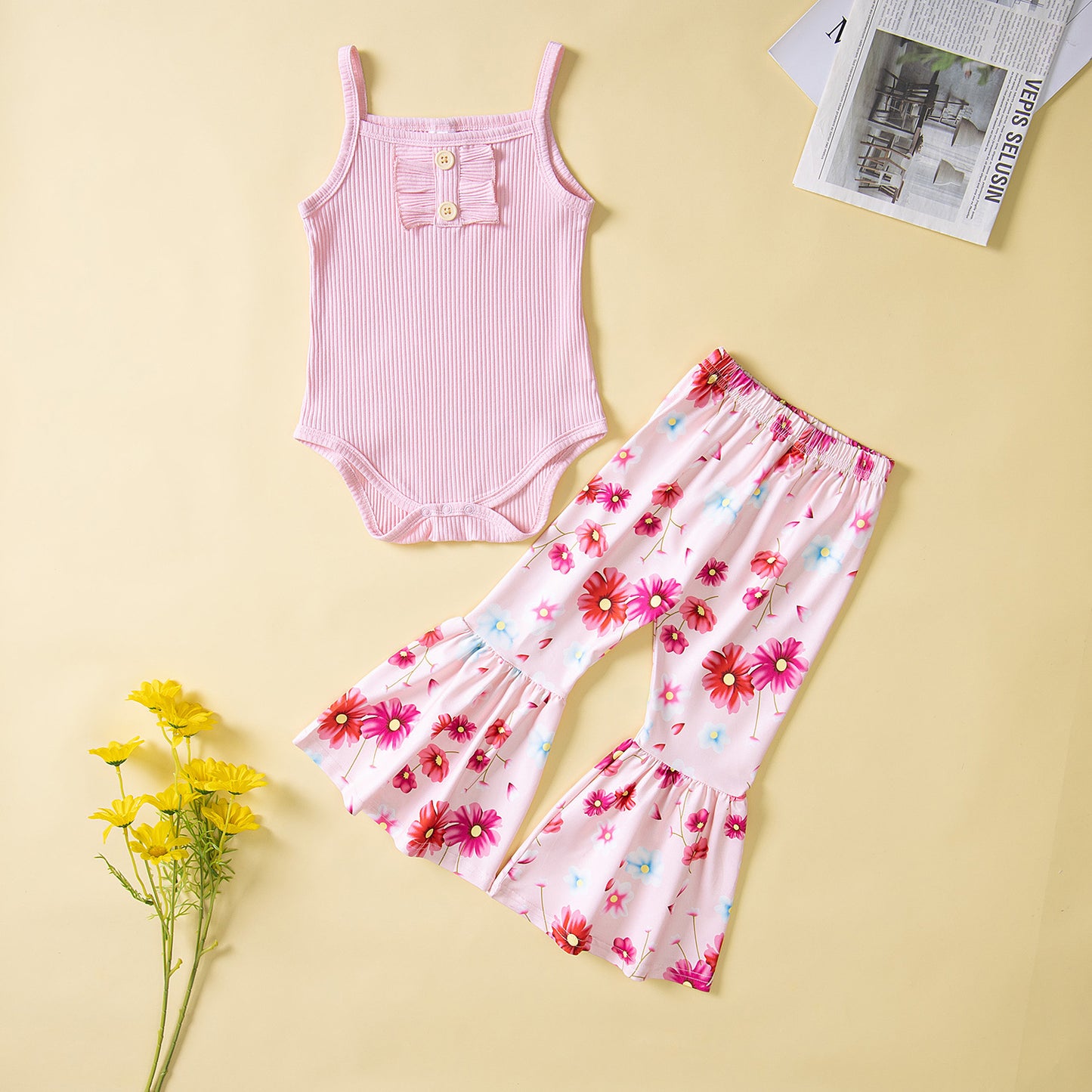Summer Fashionable Cute Strap Girls' 2pc Set