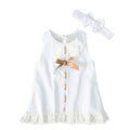 Girls Baby Sleeveless Bow Dress & Headband 2pc Set
