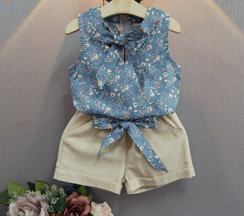 Girls/Toddlers Sleeveless Top With Shorts 2pc Set