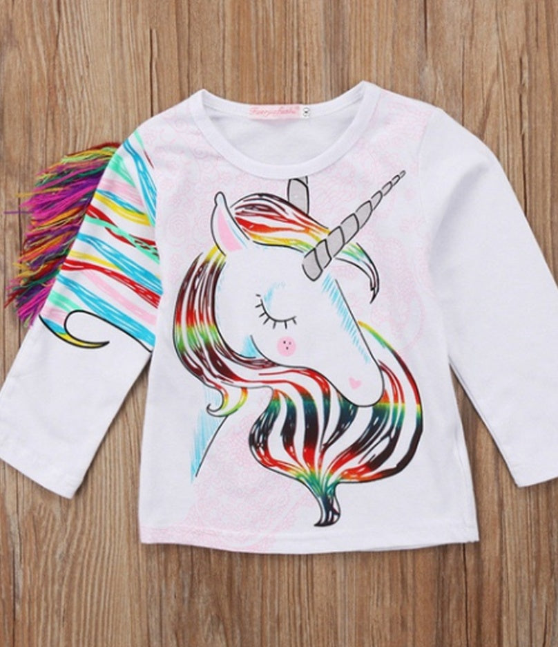 Girls' Unicorn Printed Long Sleeve T-shirt