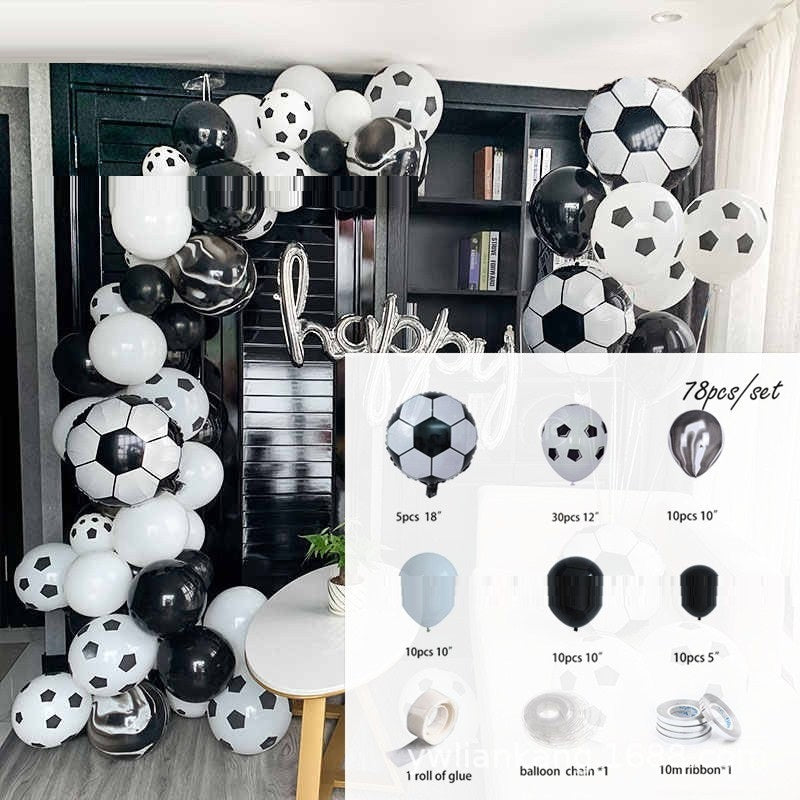 Scene Layout, Background Decoration, Football Latex Balloon Combination Kits