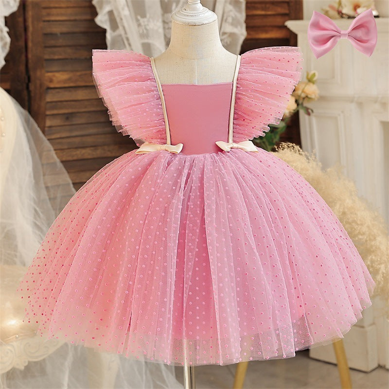 Flying Sleeves Dot Mesh Princess Dress