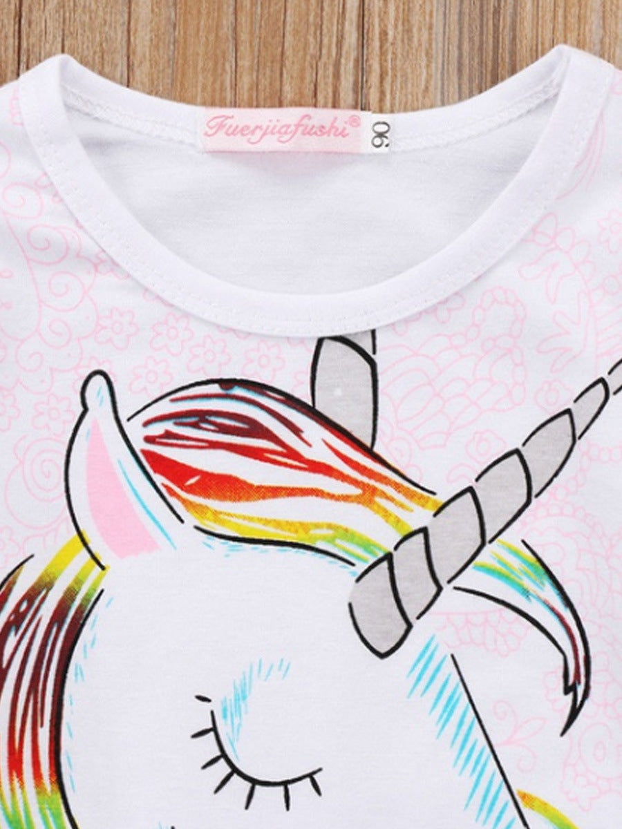 Girls' Unicorn Printed Long Sleeve T-shirt