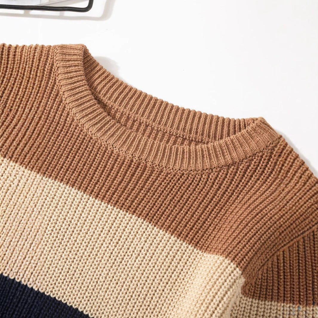Cozy Kids Knit Sweater - Soft Stretchable Striped Pullover For Boys
