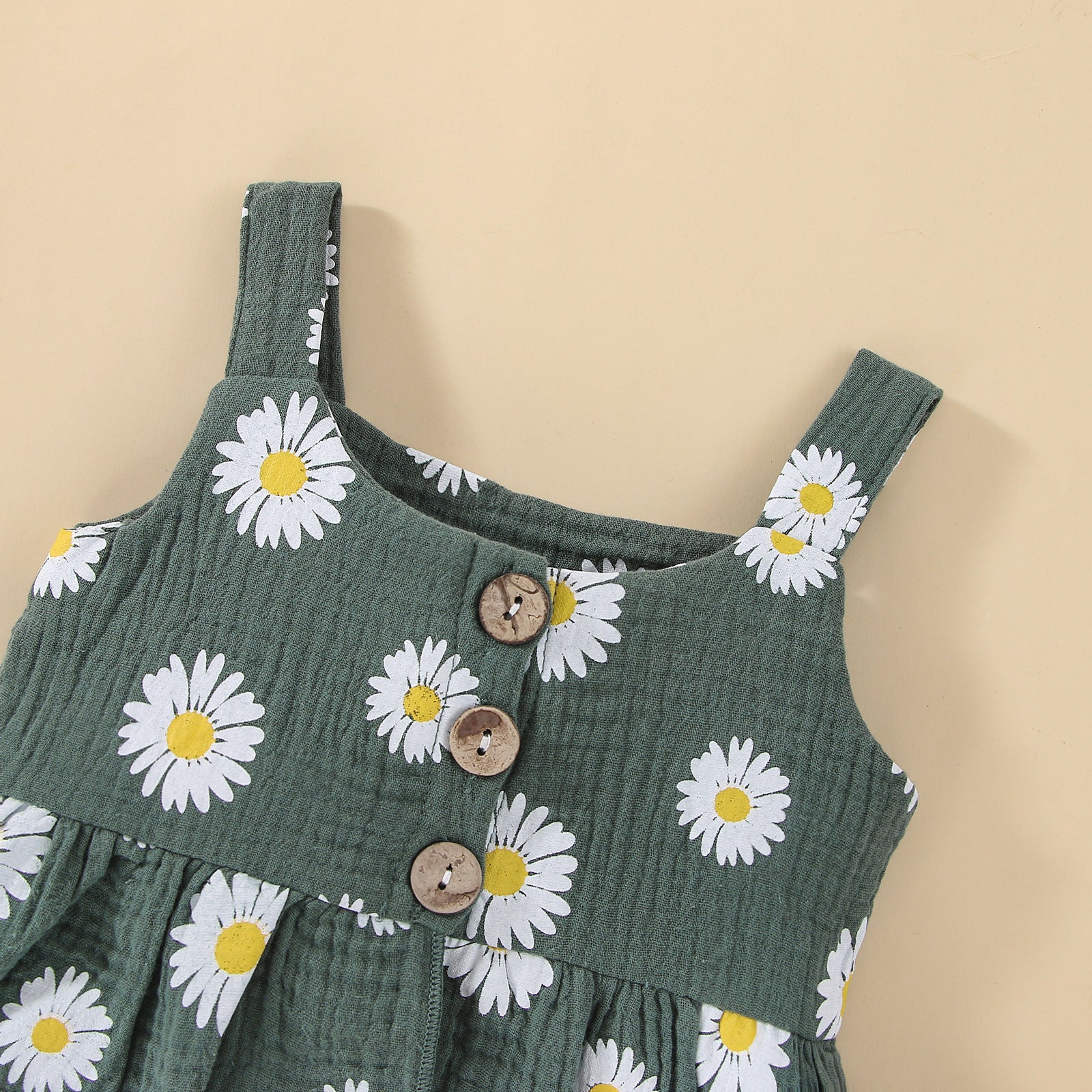 Baby/Toddler Double Wrinkled Cotton Top With Straps Flared Pants Set