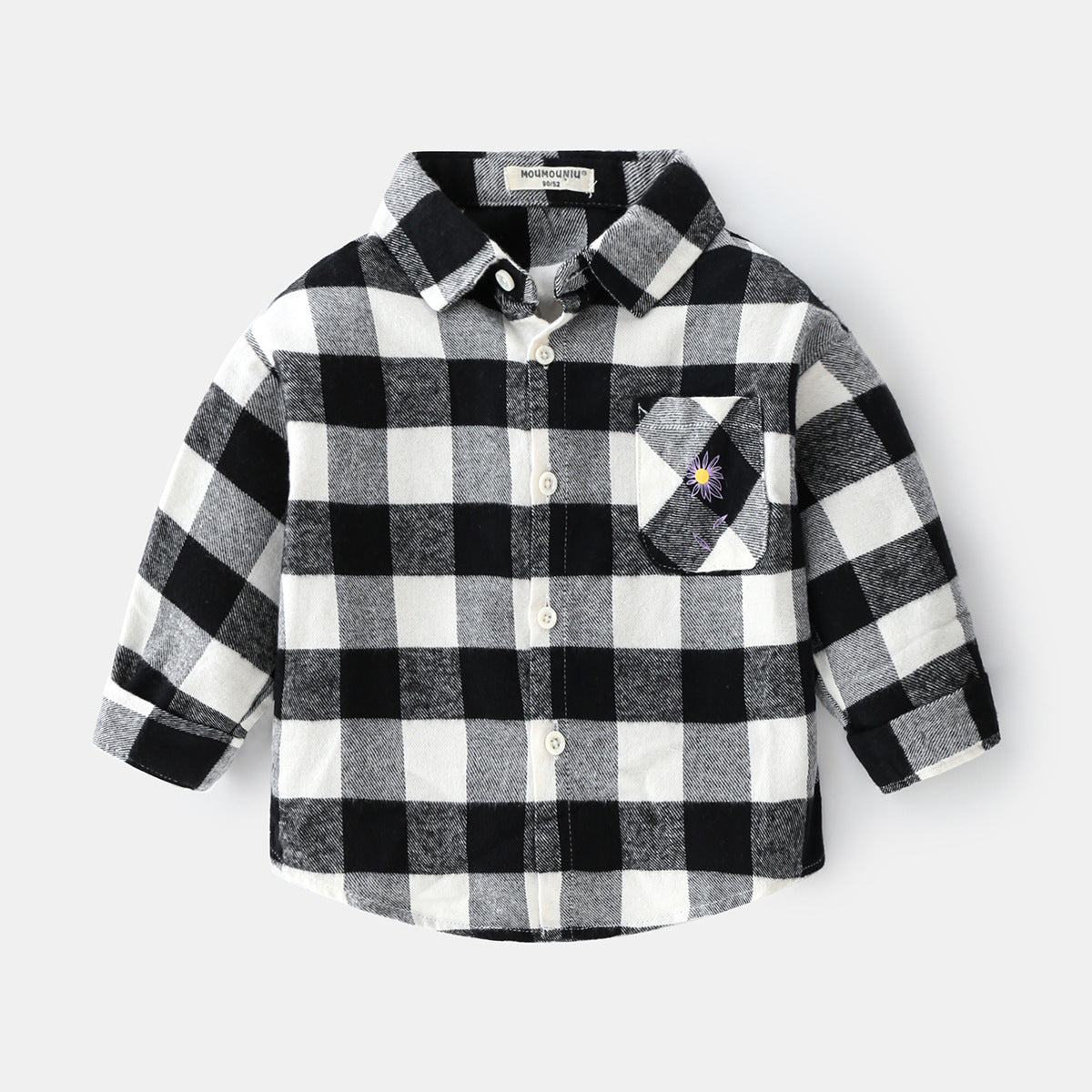 Boys' Plaid Car Lapel Long Sleeve Shirt