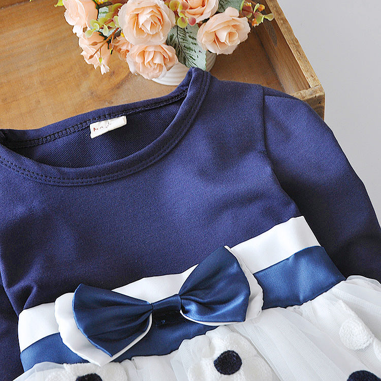 Flower Bow Long Sleeve Dress