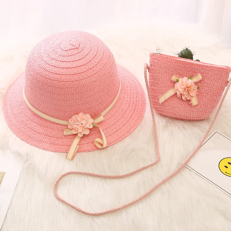 Summer Sun Protection Cute Girls' Princess Sun Hat With Bag