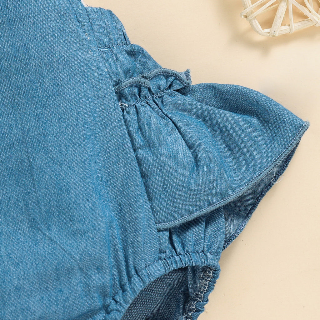 Baby Girl Denim Onesie Overall 3pc Set