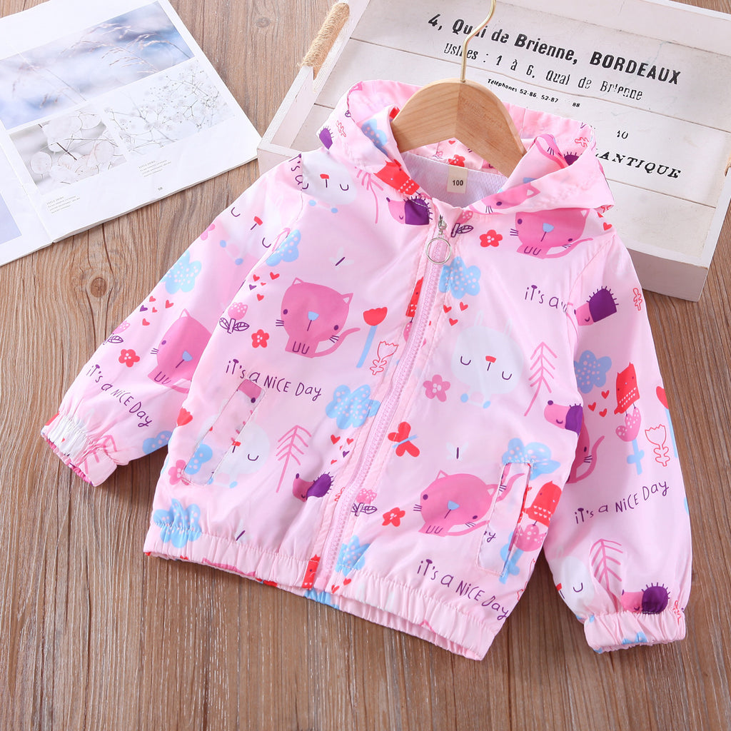 Girls' Printed Cartoon Spring Jacket