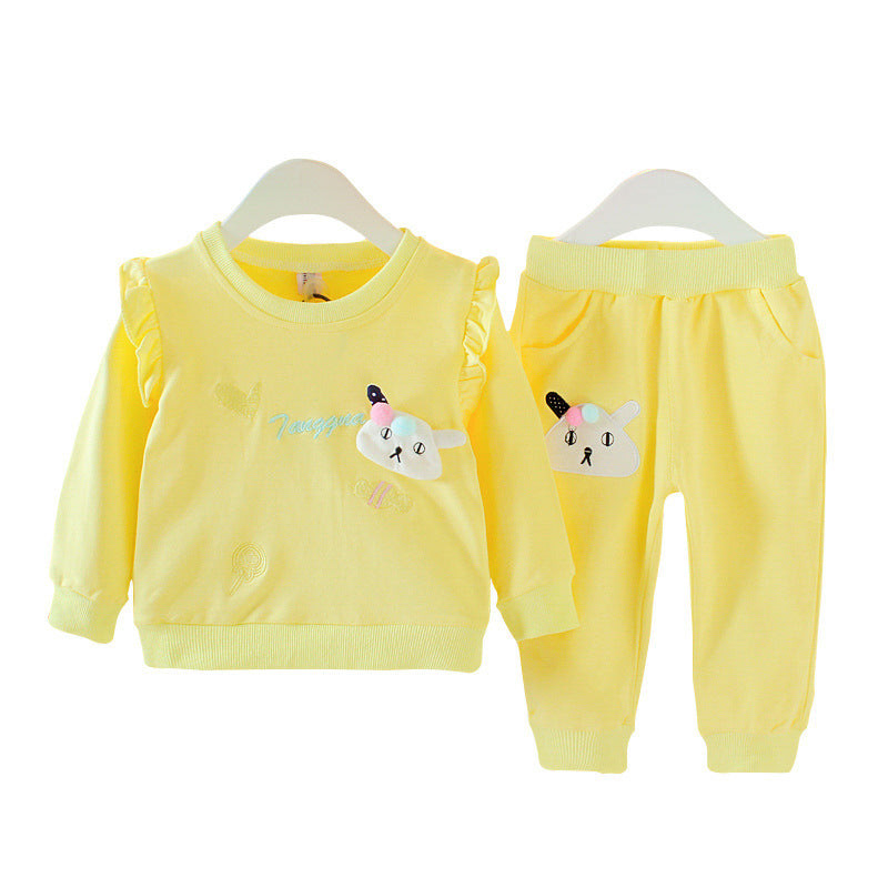 Autumn Girls' Cartoon 2pc Suit