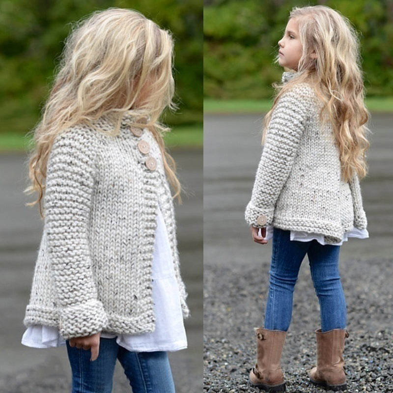 Girls' Knitted Cardigan Sweater