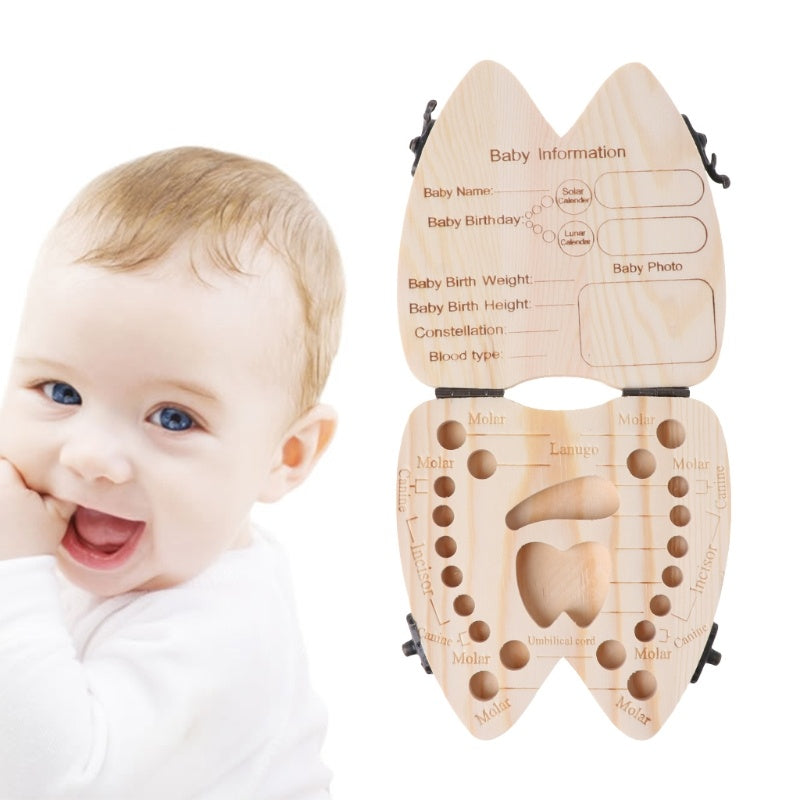 Wooden Baby Tooth Box Organizer