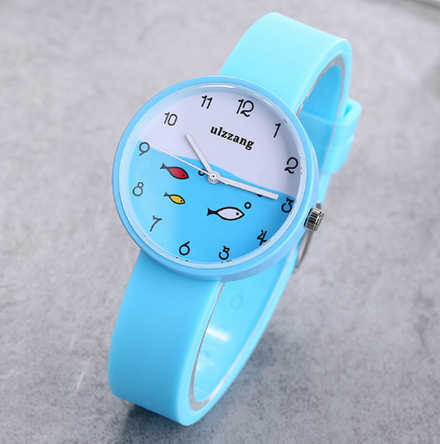 Children's Watch For Girls & Boys, Color Silicone Strap Fashion Quartz Watch