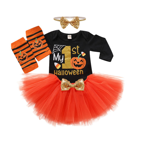 Baby Girls' 1st Halloween Outfit 4pc Set
