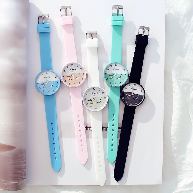 Children's Watch For Girls & Boys, Color Silicone Strap Fashion Quartz Watch