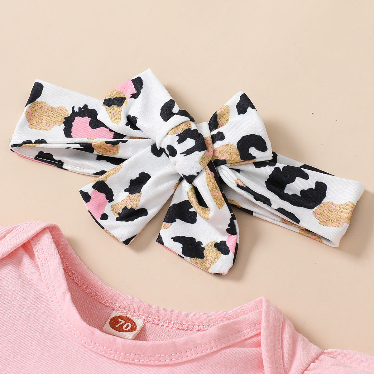 Baby/Toddler Girls' Onesie, Heart Pattern Flair Pants, Headband 3pc Set