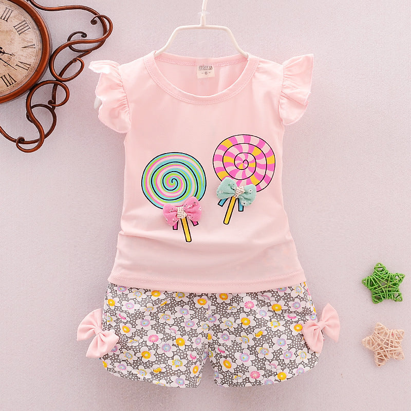 Baby Girls' Cartoon 2pc Korean Children's Clothing Set