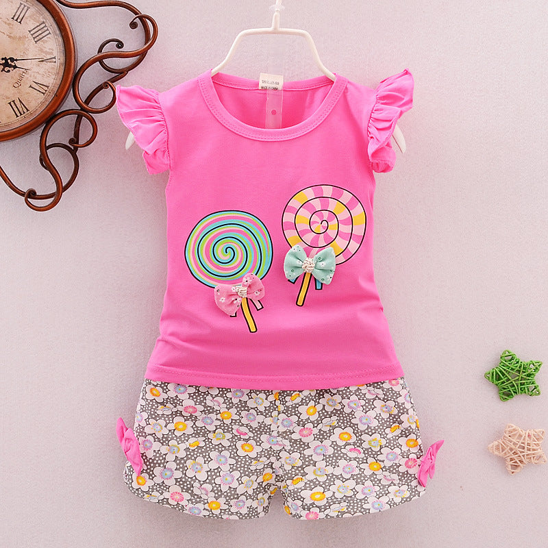 Baby Girls' Cartoon 2pc Korean Children's Clothing Set