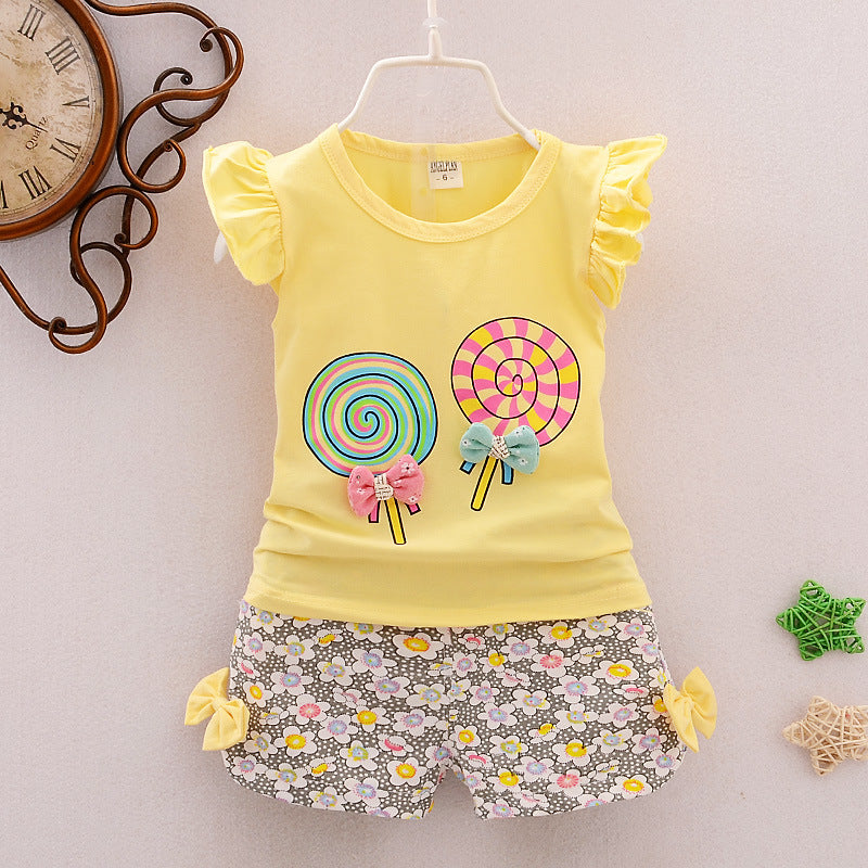Baby Girls' Cartoon 2pc Korean Children's Clothing Set