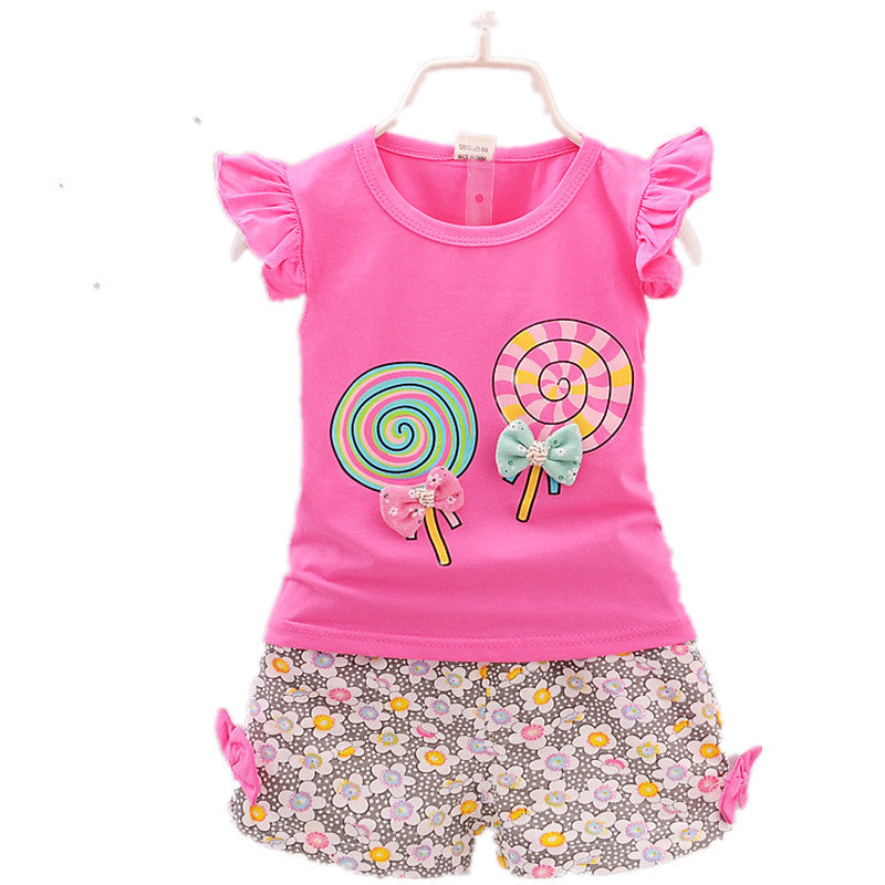 Baby Girls' Cartoon 2pc Korean Children's Clothing Set