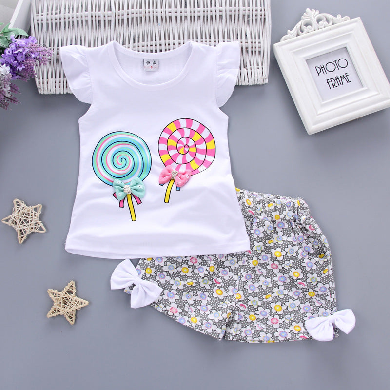 Baby Girls' Cartoon 2pc Korean Children's Clothing Set