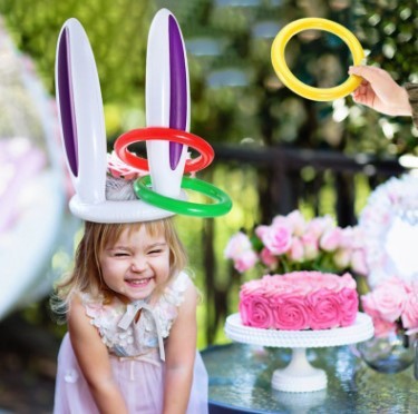 Inflatable Bunny Ears Ring Toss Game, Rings Included