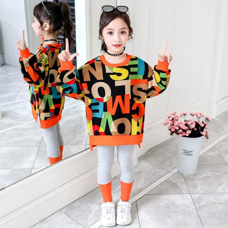 Little Girl Super Western Style Fashion Sweater & Pants 2pc Set
