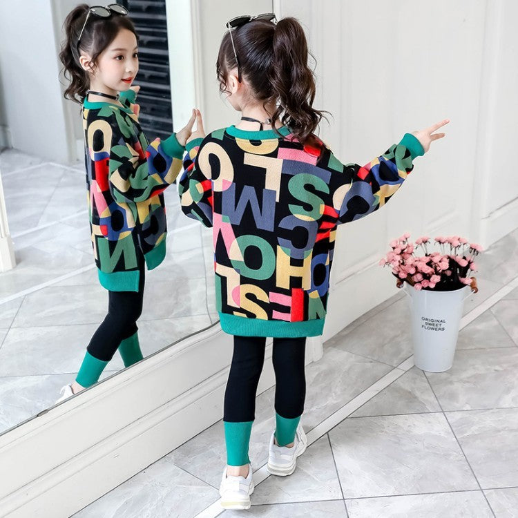 Little Girl Super Western Style Fashion Sweater & Pants 2pc Set