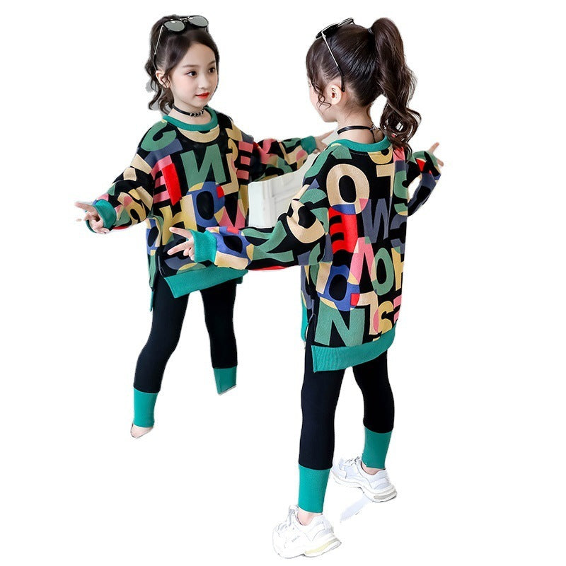 Little Girl Super Western Style Fashion Sweater & Pants 2pc Set