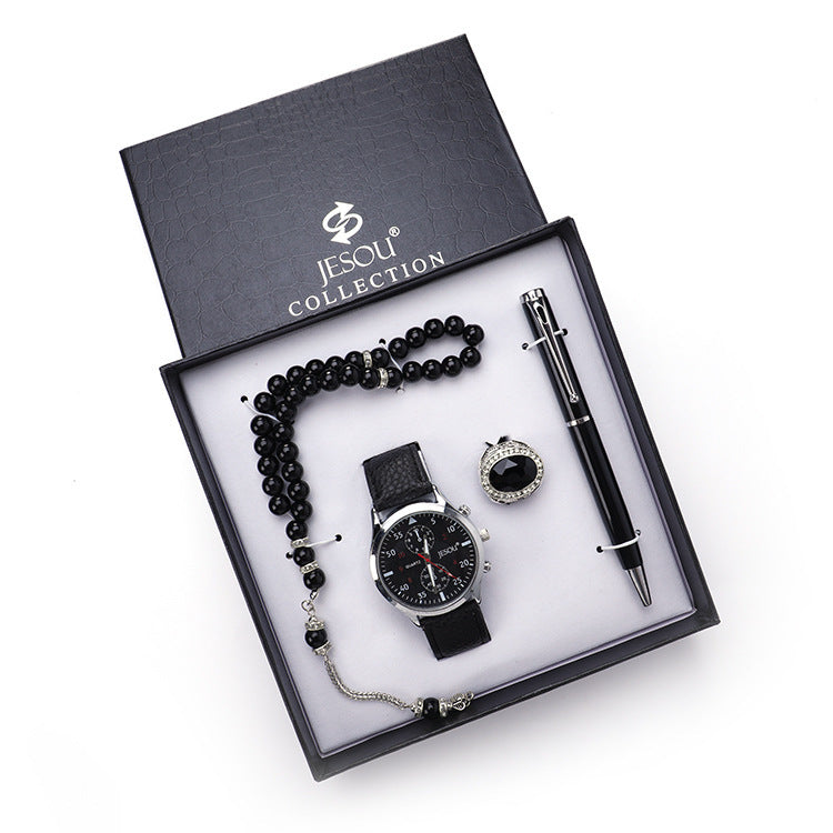 Men's Rosary Quartz Watch, Pen,Ring Gift Set, Gift For Dad
