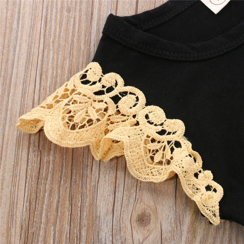 Summer Cute Baby Girl Pure Cotton Casual Clothing Suit Bow Ruffled Bodysuit Tutu Headband 3pc Set