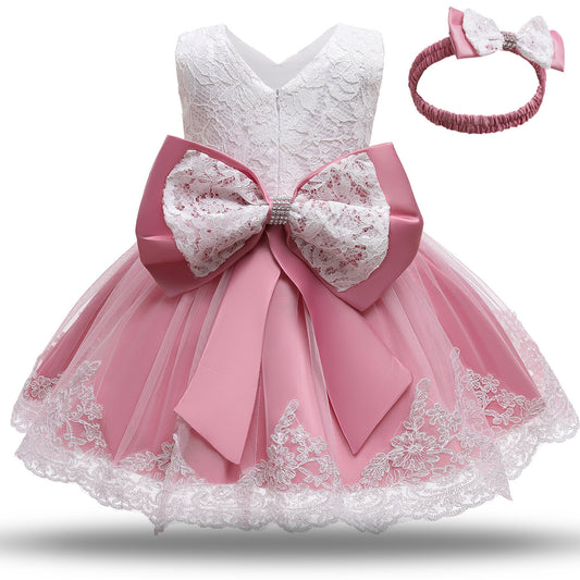 Baby Girl White Princess Birthday Dress 12-24M