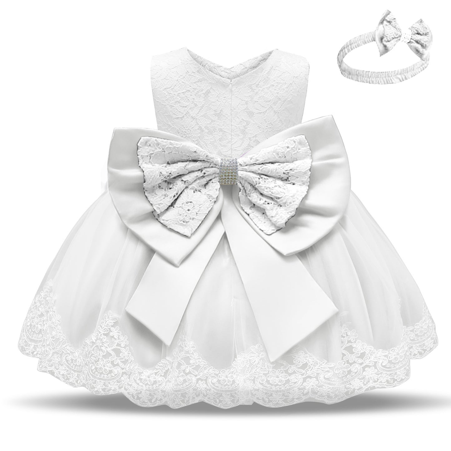 Baby Girl White Princess Birthday Dress 12-24M