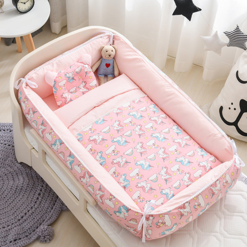 Portable Baby Sleeping Nest with Quilt, Infant Cradle, Newborn Bassinet with Removable Cover