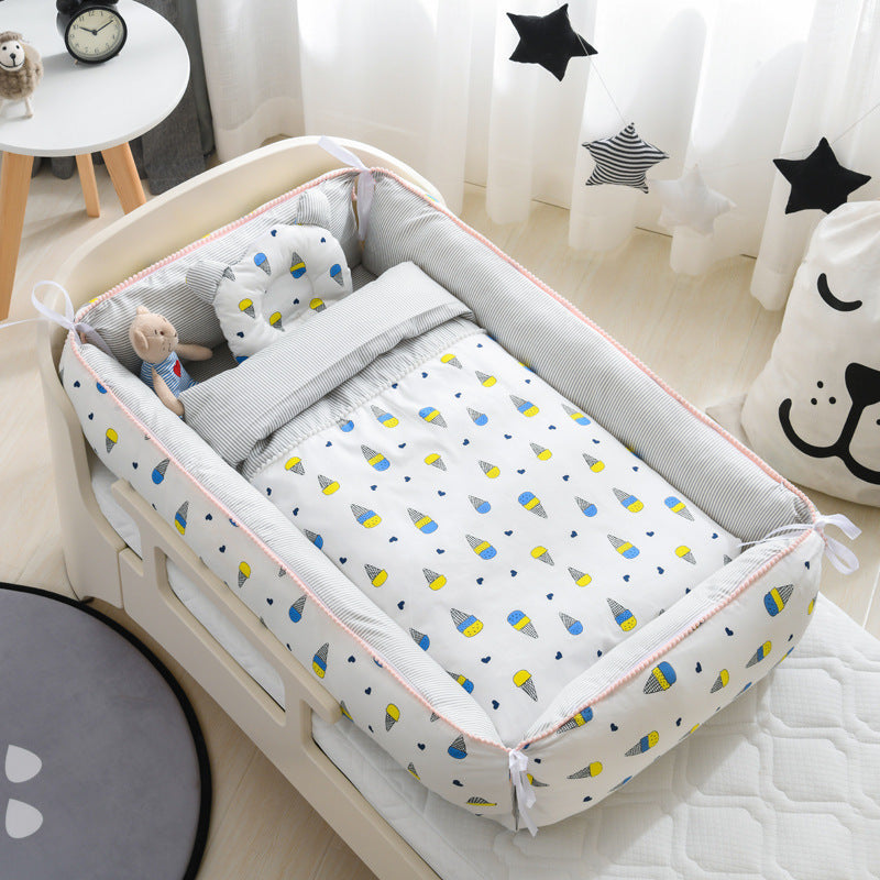 Portable Baby Sleeping Nest with Quilt, Infant Cradle, Newborn Bassinet with Removable Cover