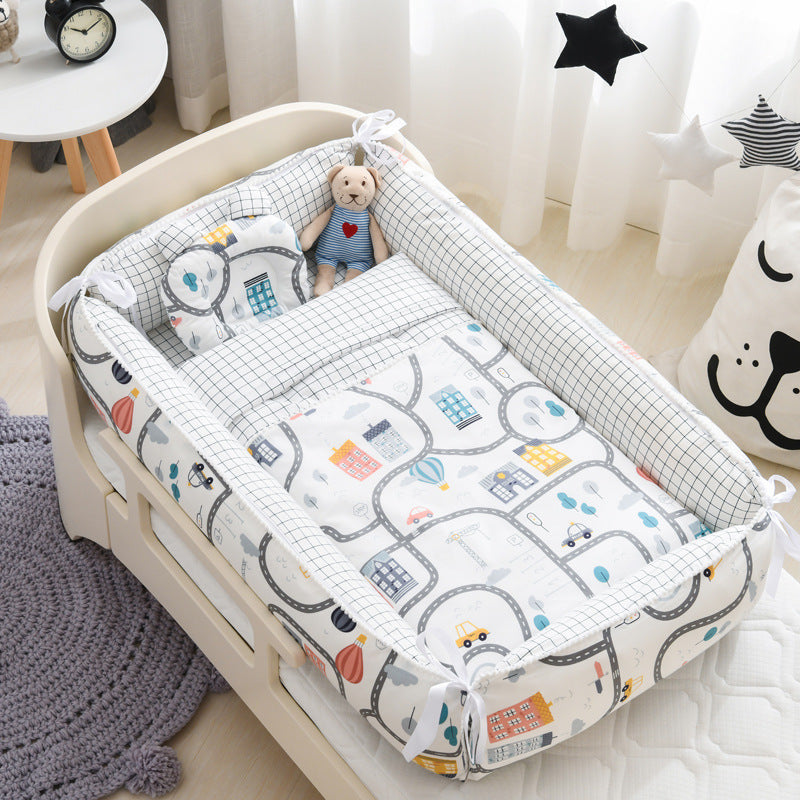 Portable Baby Sleeping Nest with Quilt, Infant Cradle, Newborn Bassinet with Removable Cover