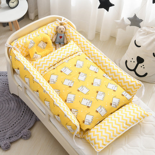 Portable Baby Sleeping Nest with Quilt, Infant Cradle, Newborn Bassinet with Removable Cover