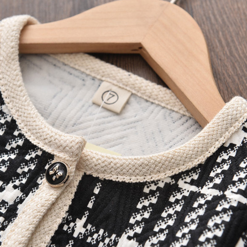 Spring & Autumn Girls' Plaid Shorts Suit 2pc Set