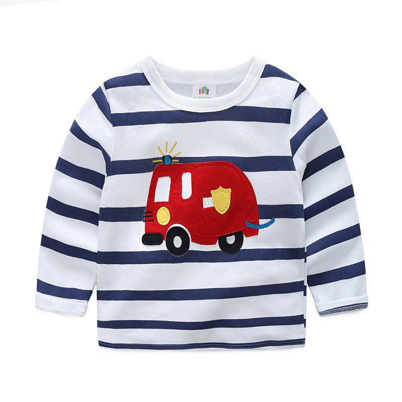 Boys' Cartoon Striped Autumn Shirt