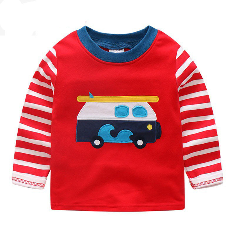 Boys' Cartoon Striped Autumn Shirt