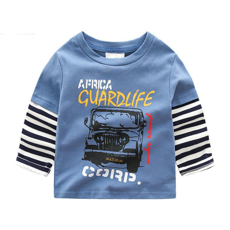 Boys' Cartoon Striped Autumn Shirt