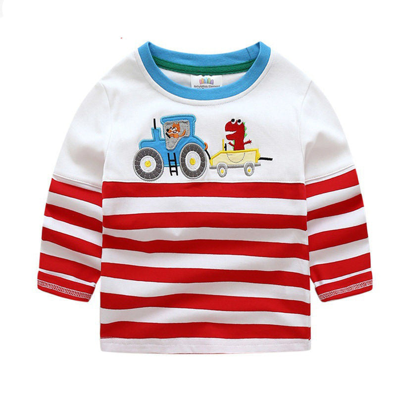 Boys' Cartoon Striped Autumn Shirt