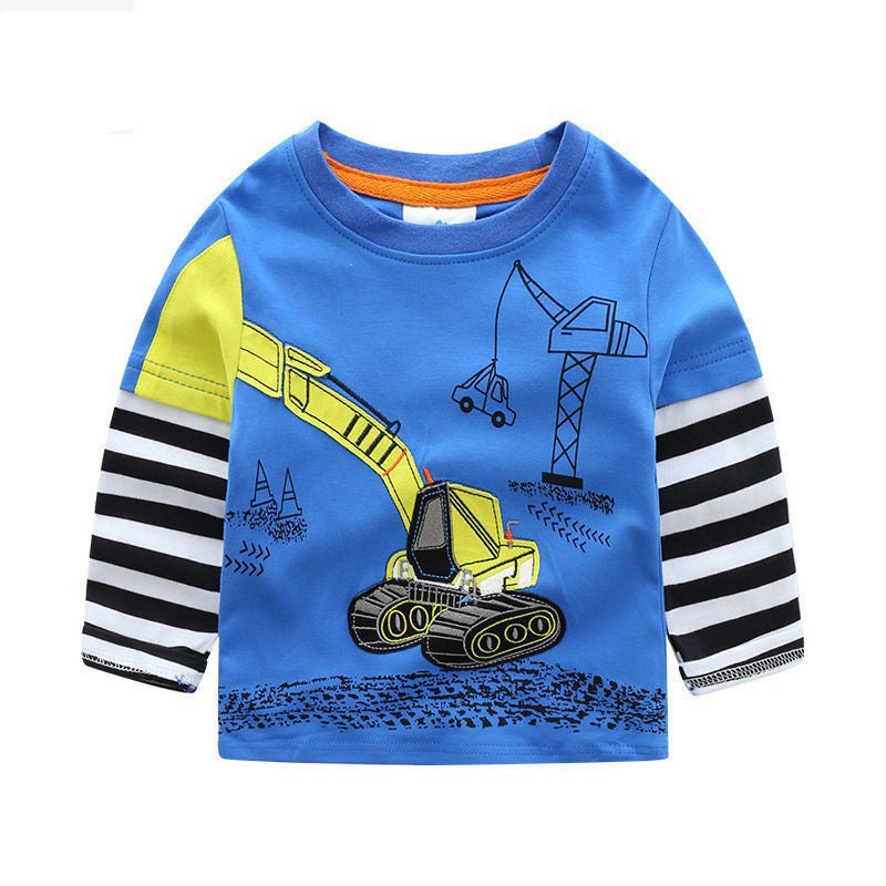 Boys' Cartoon Striped Autumn Shirt