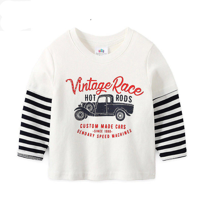 Boys' Cartoon Striped Autumn Shirt